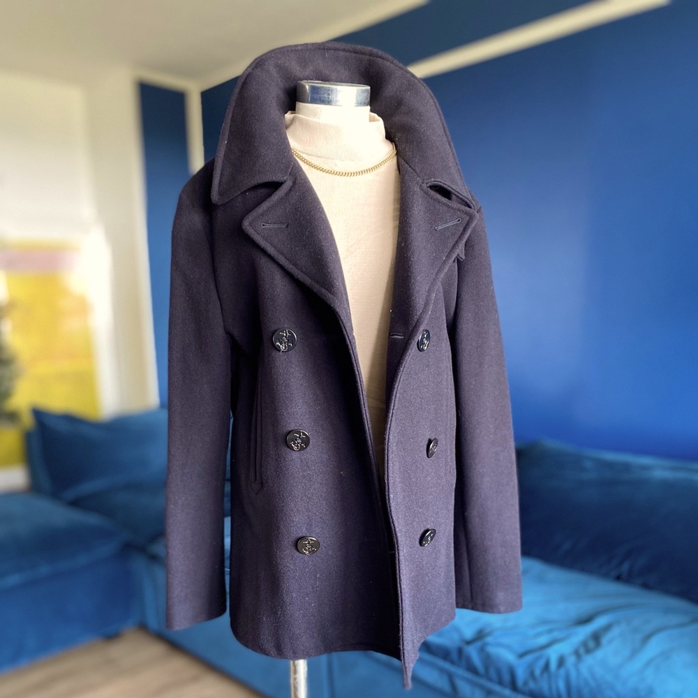 RARE Vintage POLO RUGBY Double - breasted, WOOL P Coat